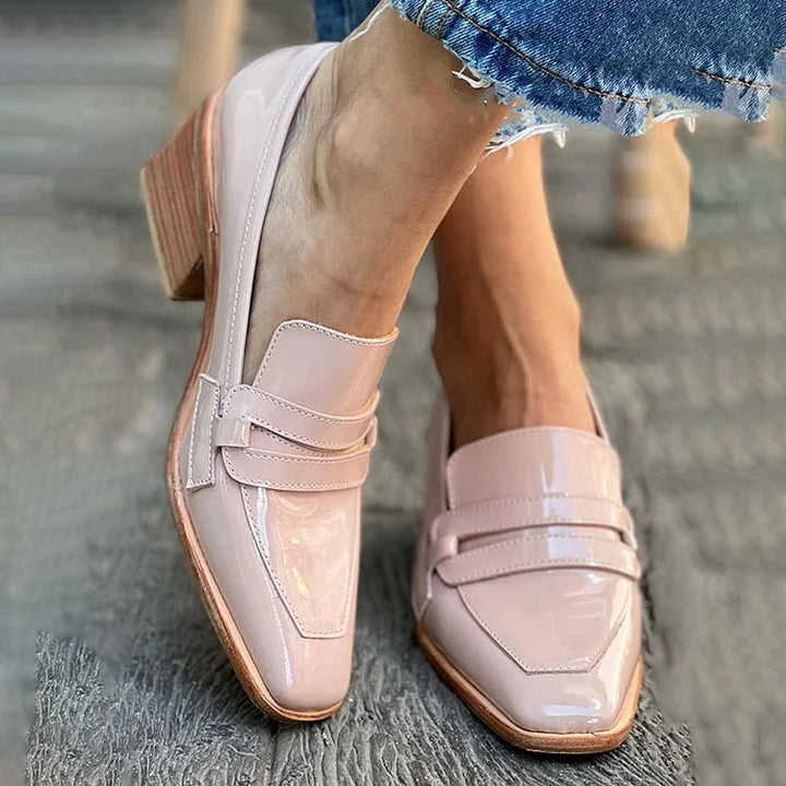 Micah | Elegante Brede Hak Glanzende Mocassins