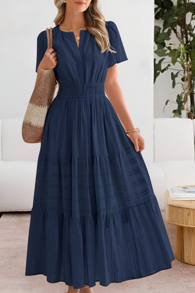Daphne | Laagjes Maxi Jurk met Vleermuismouwen