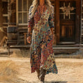 Marnie | Vintage Bloemen Lange Mouw Casual Jurk