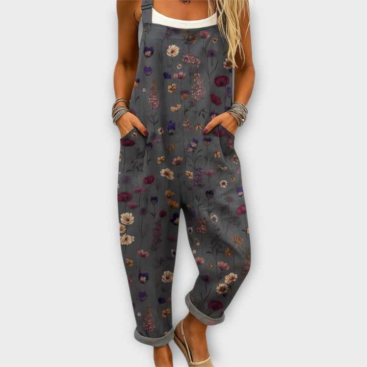 Noelle | Retro Elegante Bloemenprint Jumpsuit