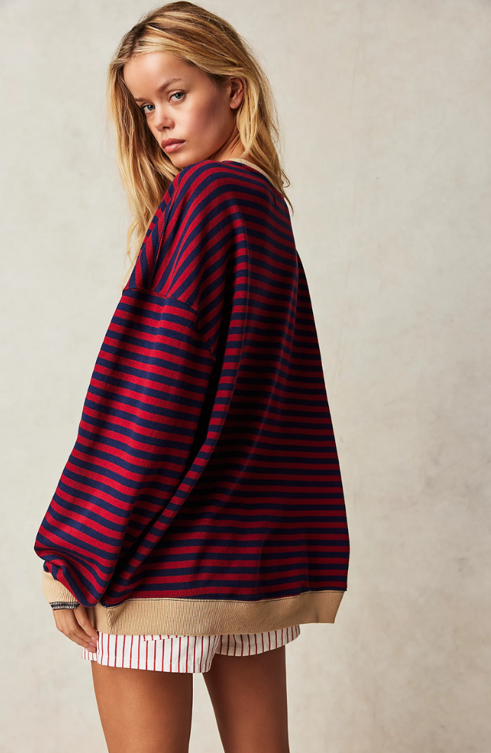 Paula | Gestreepte Ronde Hals Pullover