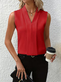 Sloane | Mouwloze Geplooide V-Hals Blouse