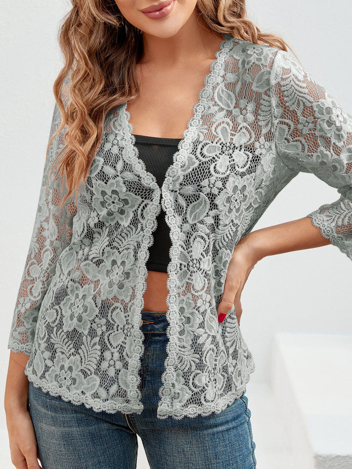 Cassandra | Bloemrijke Opengewerkte Cardigan