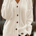 Lucinda | Gezellige Kabelgebreide Knopen Cardigan