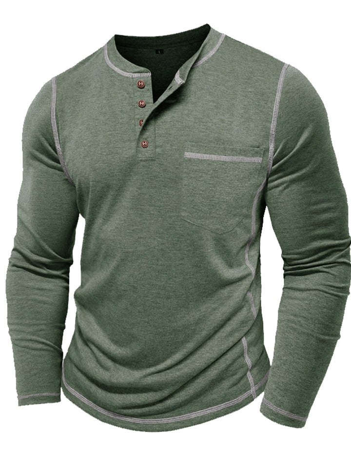 Reuben | Contrast-Stitch Lange Mouwen Henley