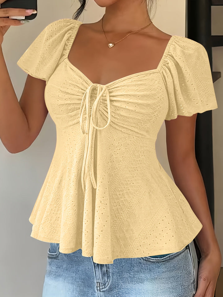 Josephine | Flutter-Mouw Peplum Top