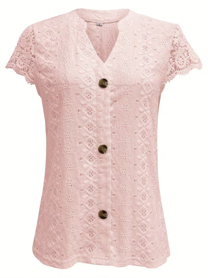 Ariana | Elegante Knop V-Hals Shirt