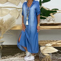 Alliah | Elegante Midi Mouwen V-Hals Effen Jurk
