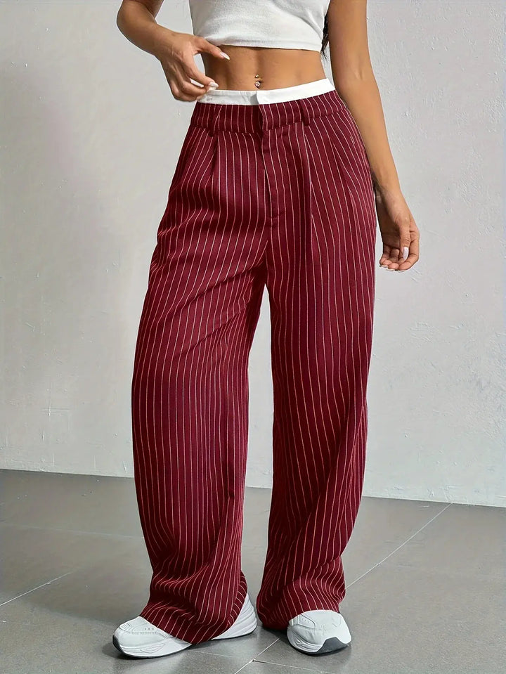 Grace | Casual Gestreepte Wijde Broek