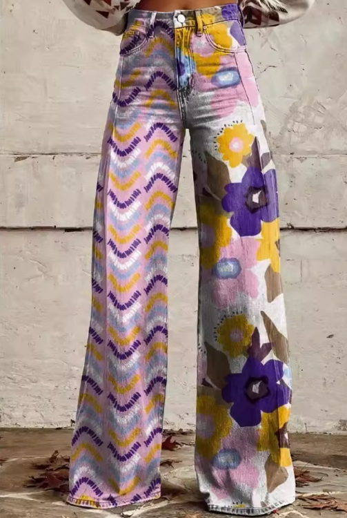 Isadora | Stijlvolle Multicolor Boho Bloemenbroek