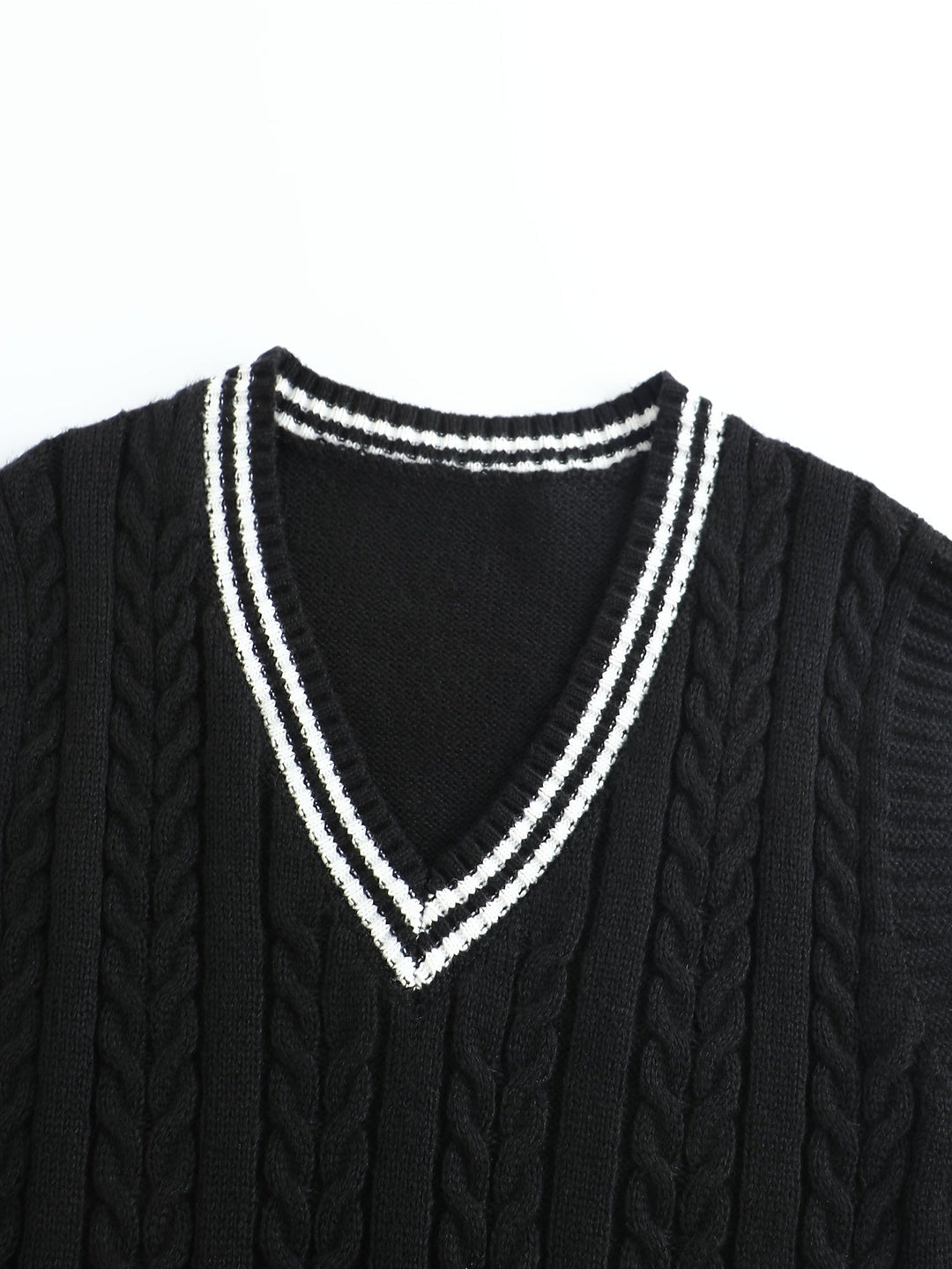 Gideon | Kabelgebreide V-Hals Sweater Vest