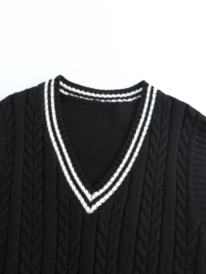Gideon | Kabelgebreide V-Hals Sweater Vest