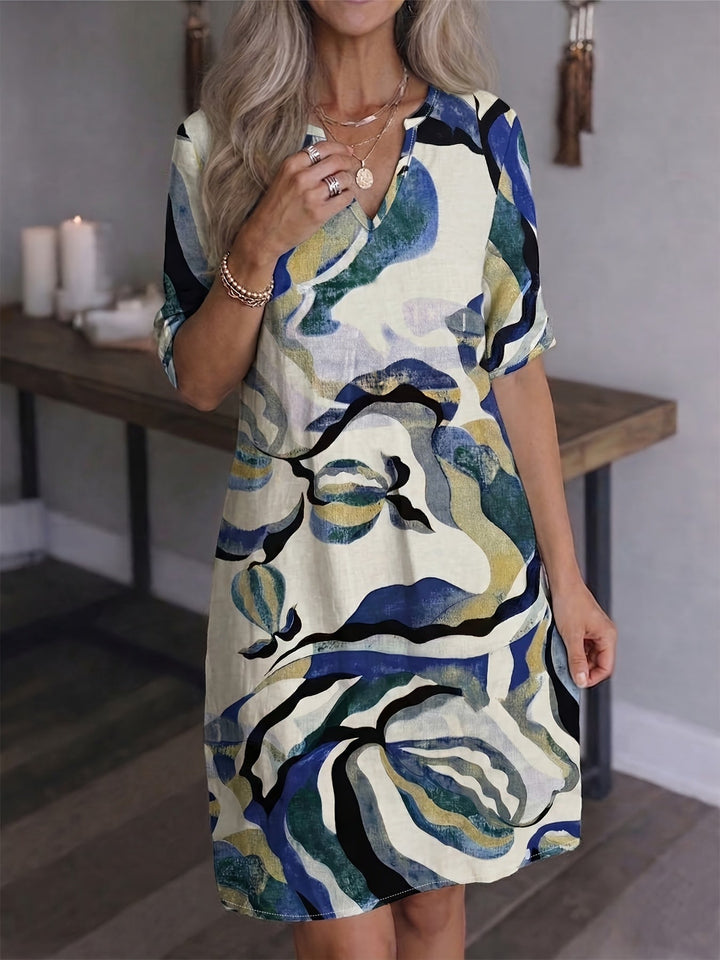 Ramona | Kunstzinnige Print Shift Jurk