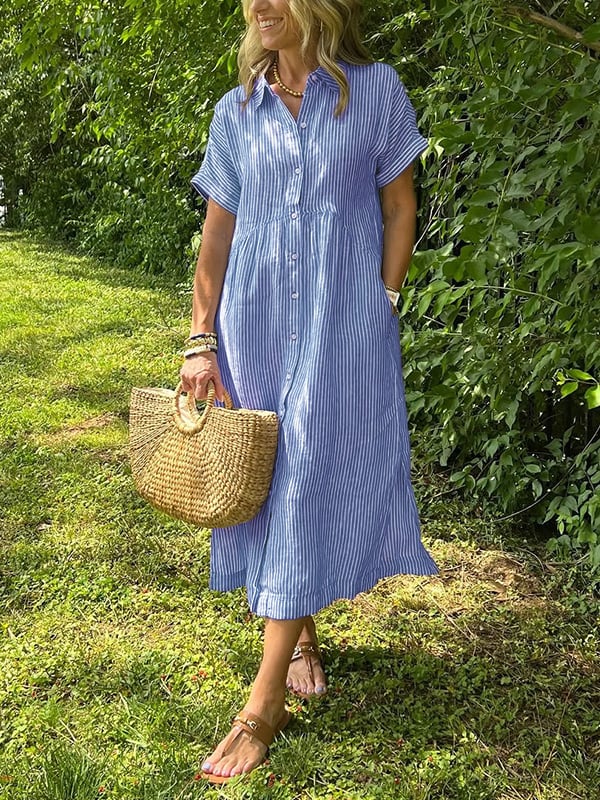 Maggie | Casual Gestreepte Midi Jurk