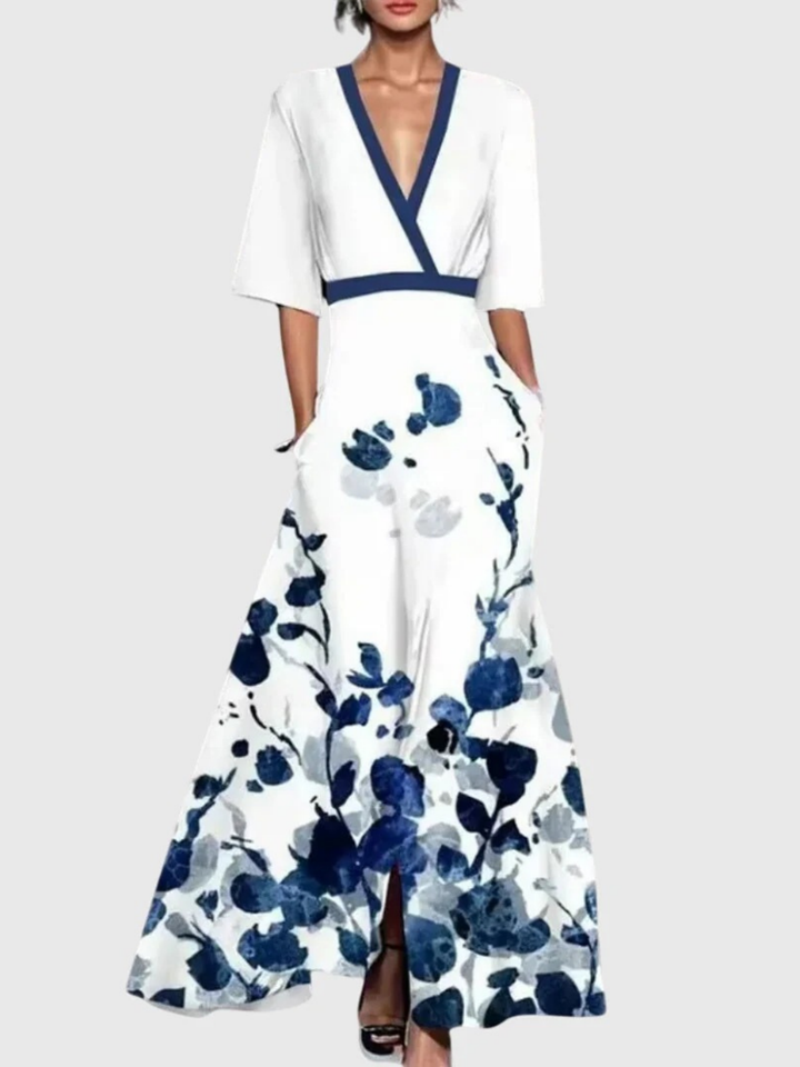 Candice | Elegante Bloemen Lente V-Hals Jurk
