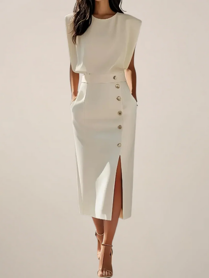 Dalia | Midi-jurk met Zijsplit