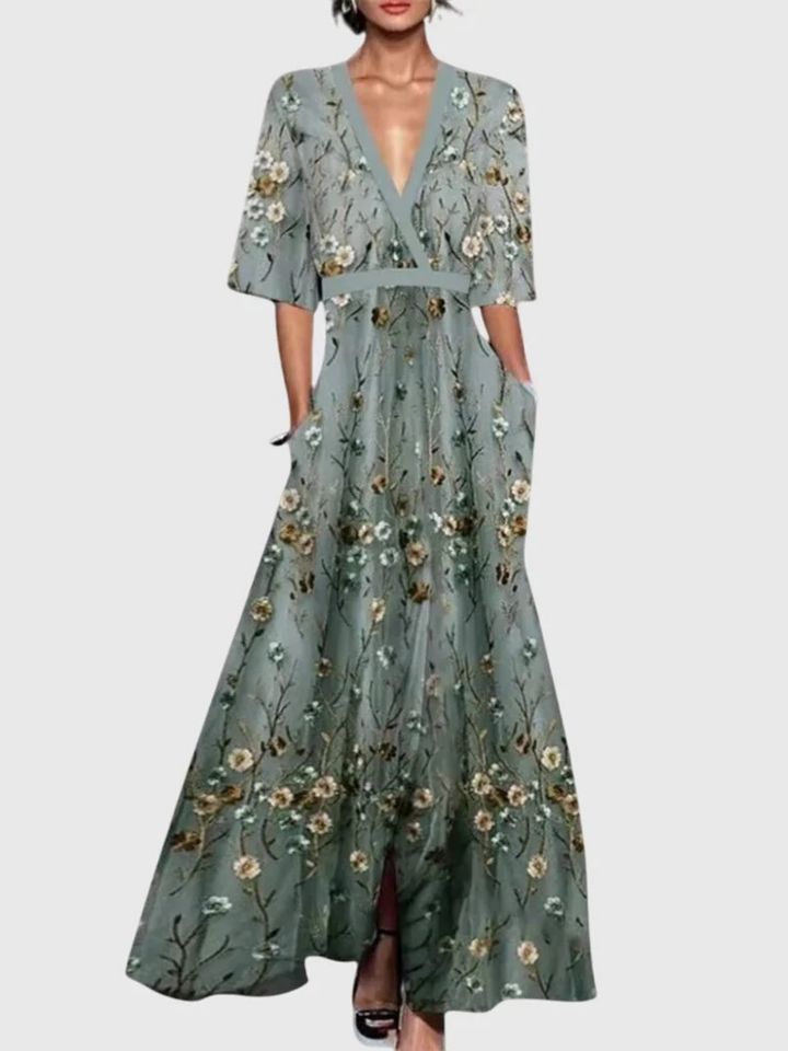 Candice | Elegante Bloemen Lente V-Hals Jurk