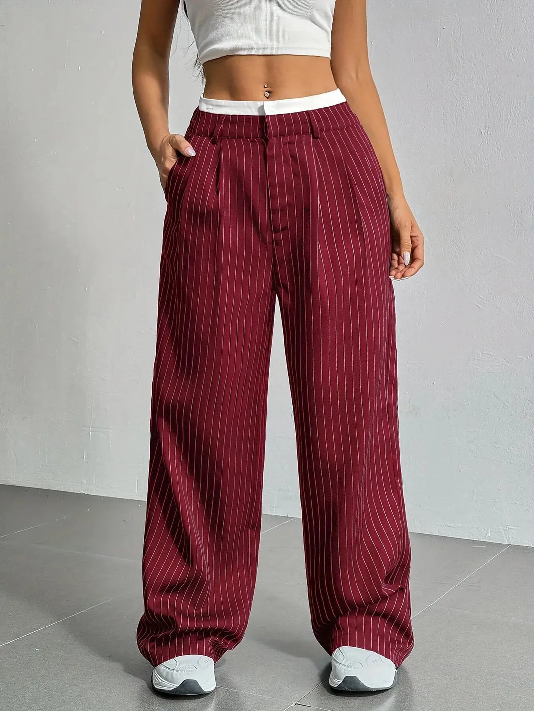 Grace | Casual Gestreepte Wijde Broek