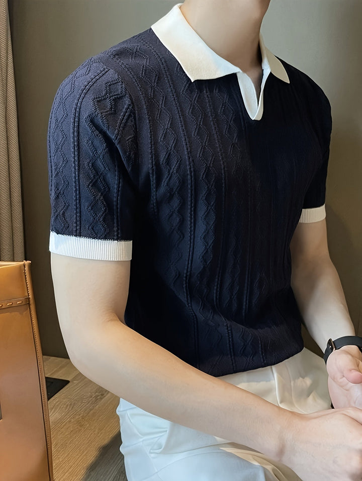 Barrett | Getextureerde Polo met Contrastkraag