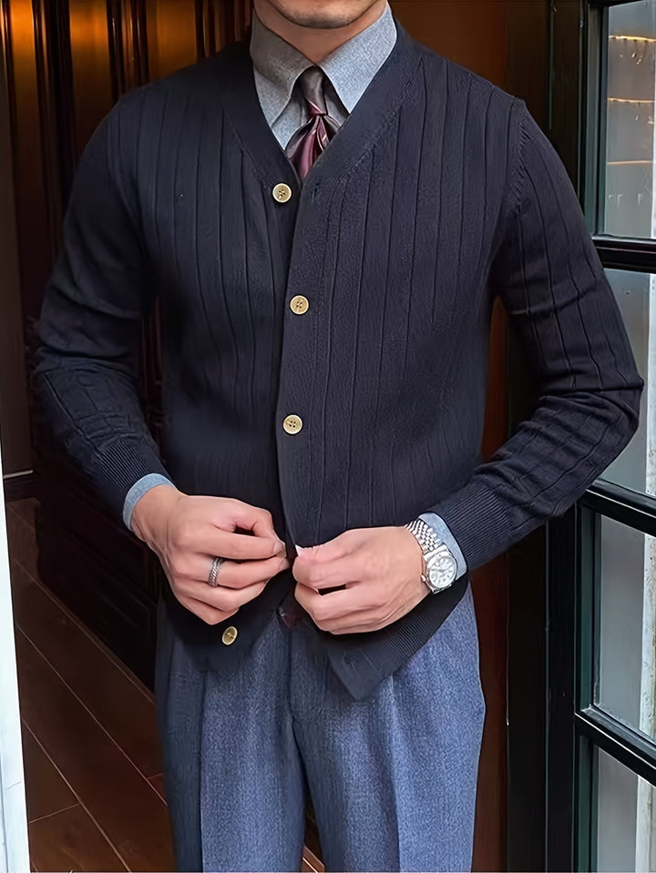 Arthur | Geribbelde Knopen Cardigan