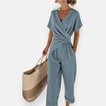 Madison | Jumpsuit met Gedrapeerde Strikdetail