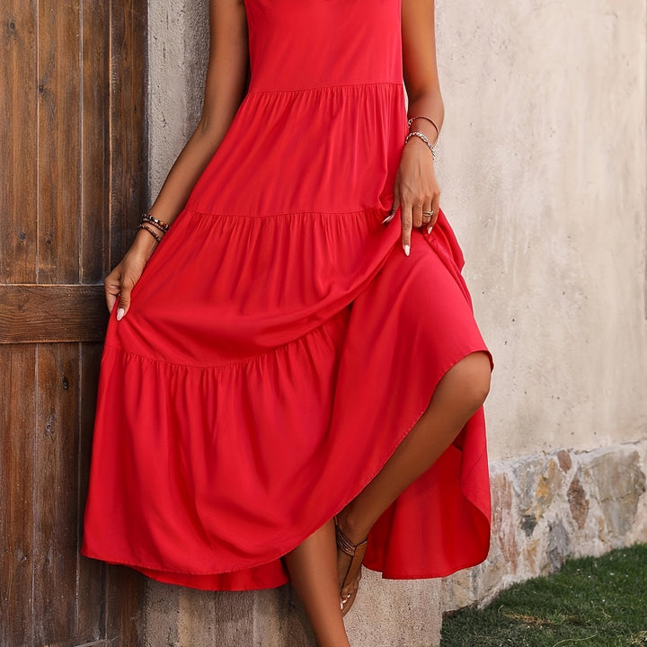 Rosalyn | Laagjes Mouwloze Maxi Jurk
