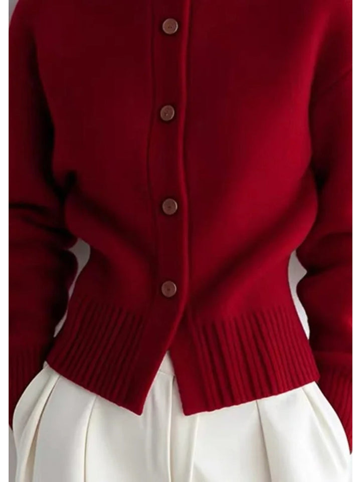 Margot | Hoge Hals Knopen Cardigan