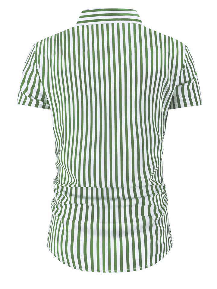 Grant | Verfijnde Gestreepte Korte Mouwen Shirt
