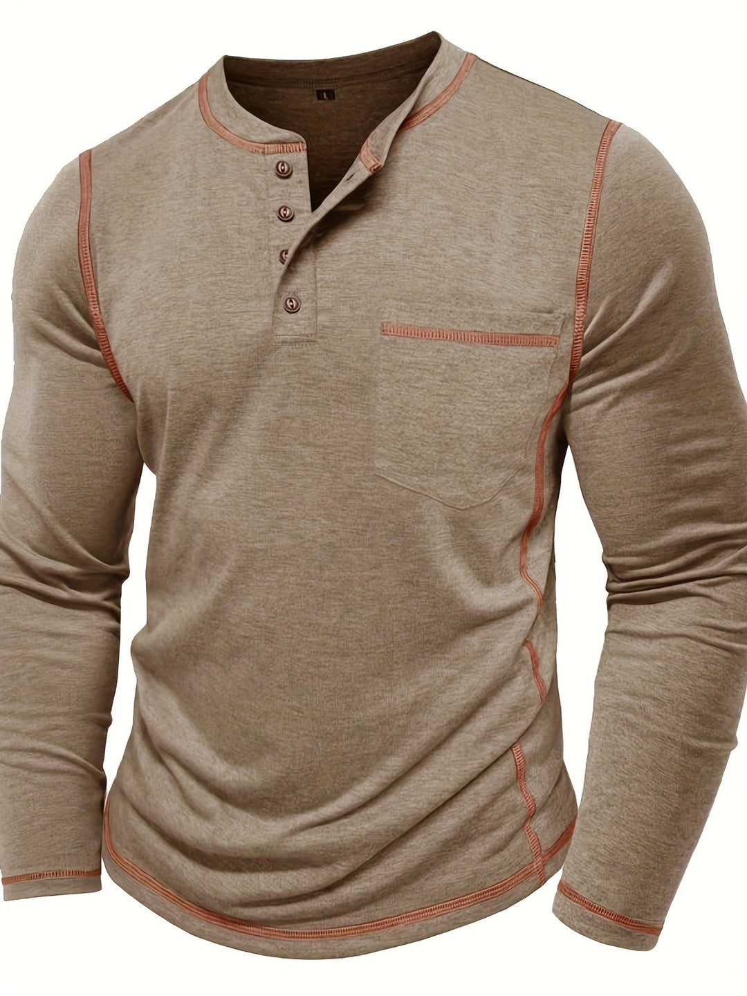 Reuben | Contrast-Stitch Lange Mouwen Henley