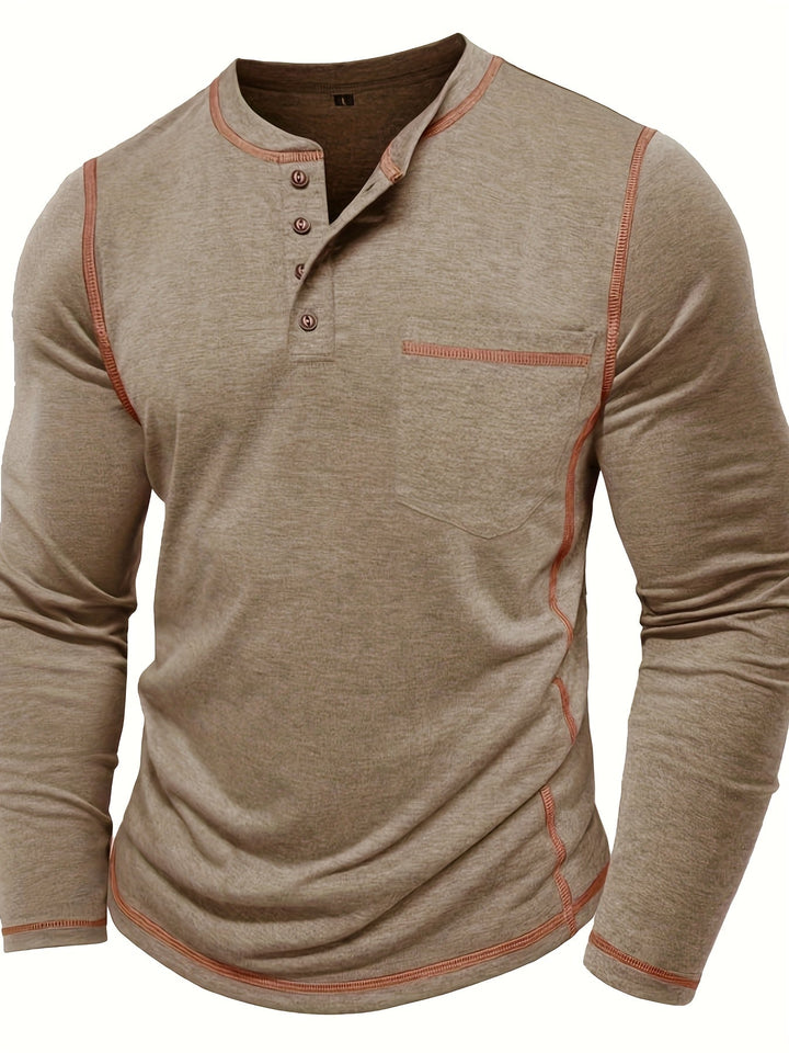 Reuben | Contrast-Stitch Lange Mouwen Henley