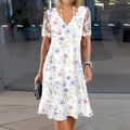 Pamela | Elegante Midi-jurk met Kantmouwen en Bloemenprint
