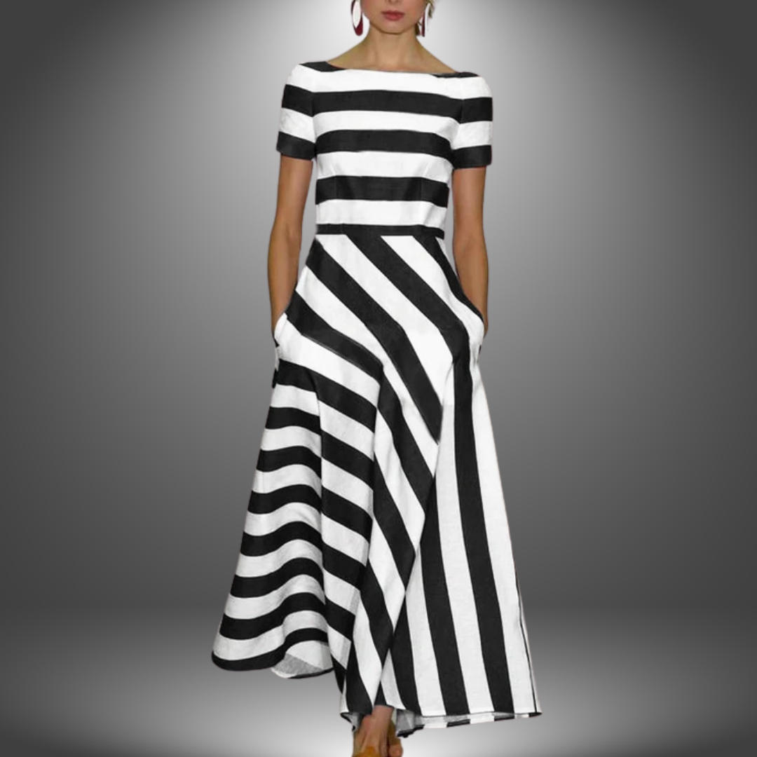 Evangeline | Vloeiende Gestreepte Maxi-jurk