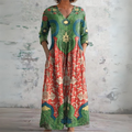 Judith | Vintage Bloemen Midi Mouw Maxi Jurk