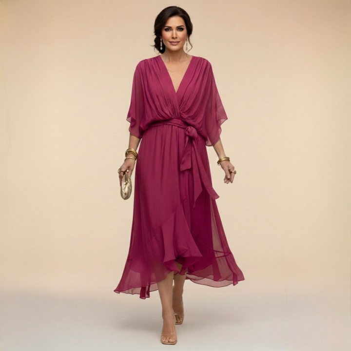 Abigail | Stijlvolle Chiffon V-Hals Jurk