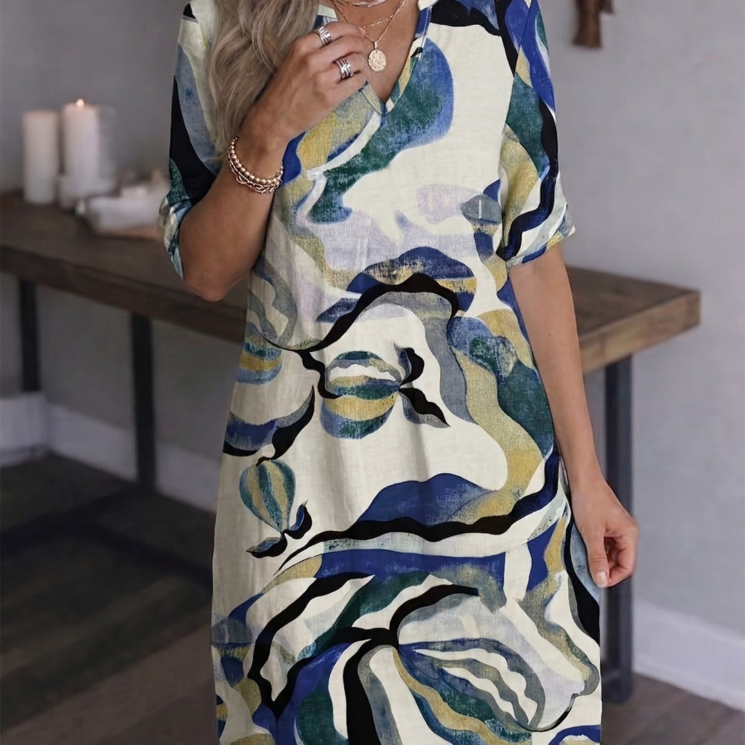 Ramona | Kunstzinnige Print Shift Jurk