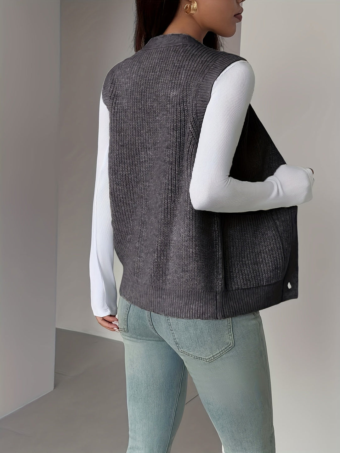 Miriam | Geknoopte V-Hals Gebreide Vest