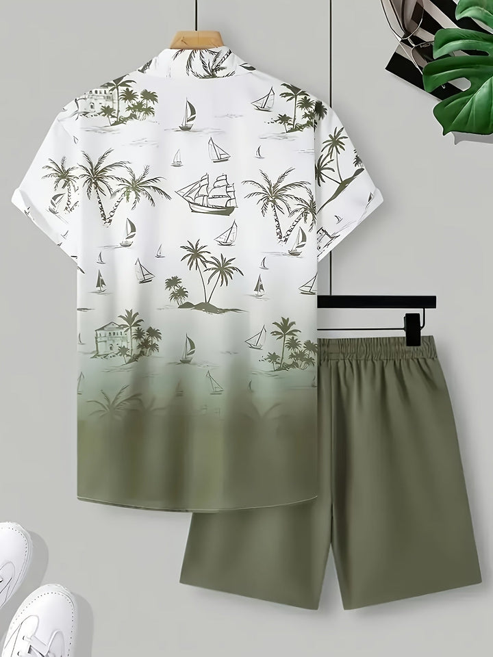 Garrett | Kustprint Shirt en Shorts Set