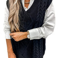 Cora | Gezellige Kabelgebreide V-Hals Sweater Vest