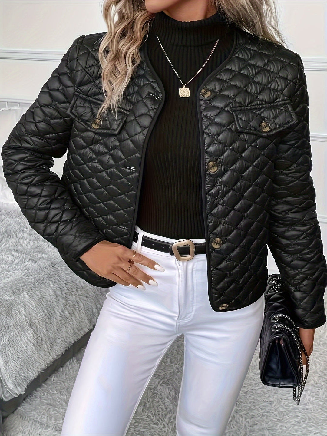 Helen | Gequilt Diamond-Stitch Jacket