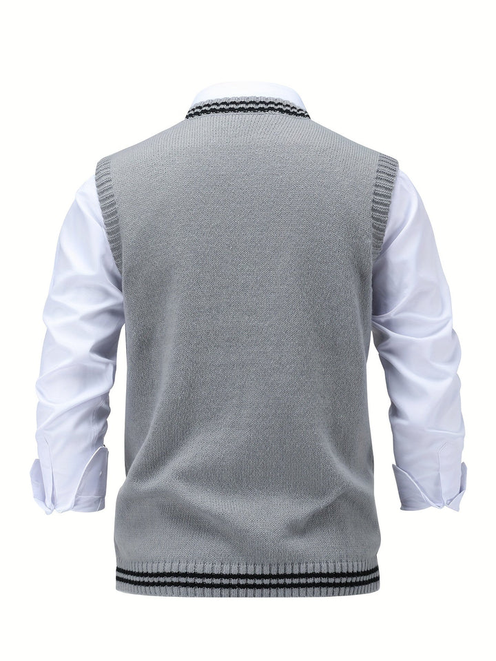 Gideon | Kabelgebreide V-Hals Sweater Vest