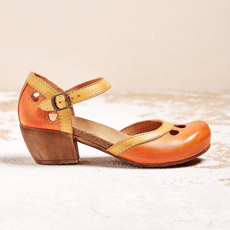 Felicity | Comfortabele Lage Hak T-Strap Sandalen