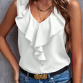 Selina | Rimpel V-Hals Mouwloze Blouse