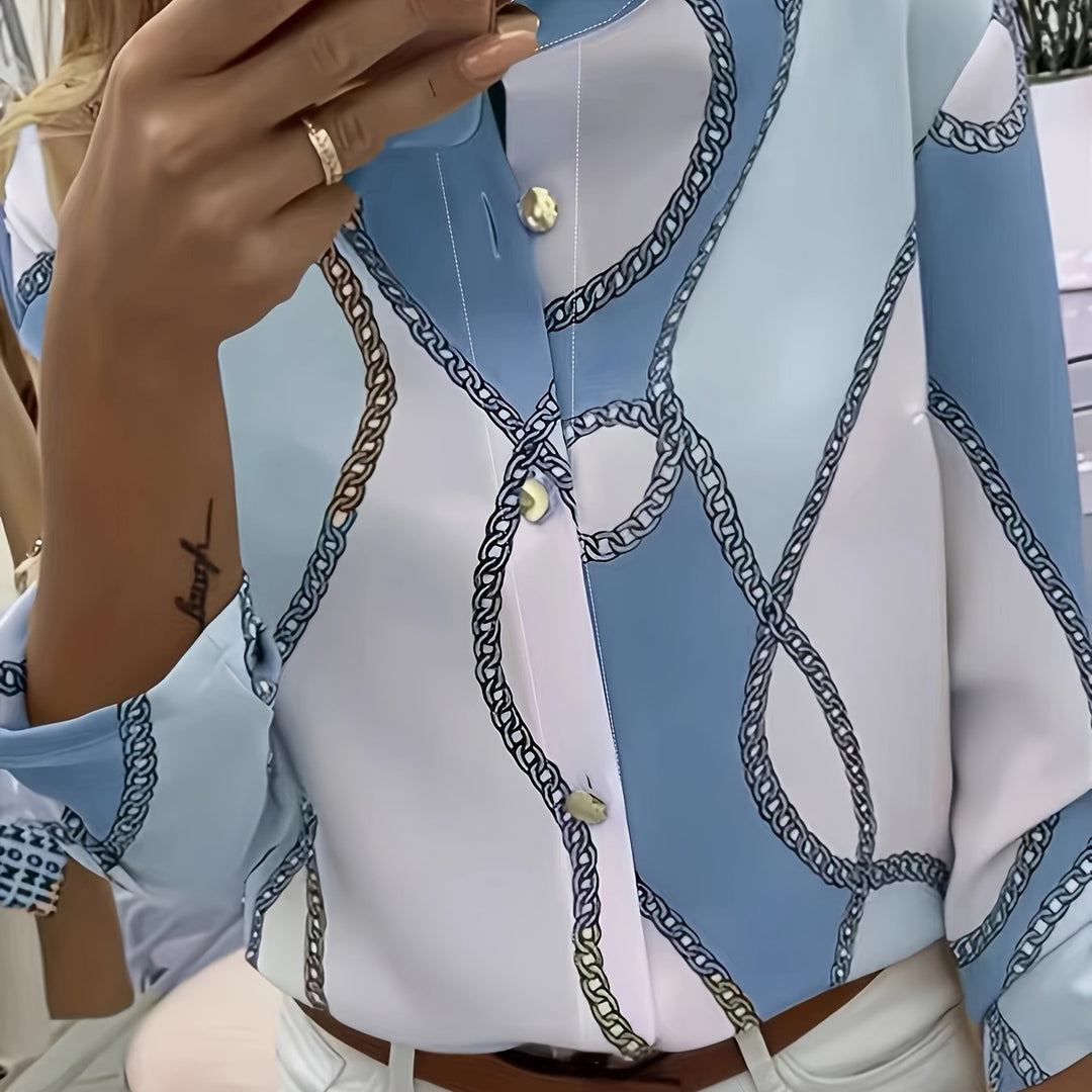 Ingrid | Kraagshirt met Kettingprint