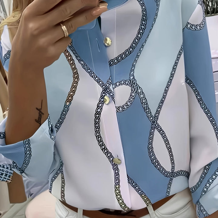 Ingrid | Kraagshirt met Kettingprint