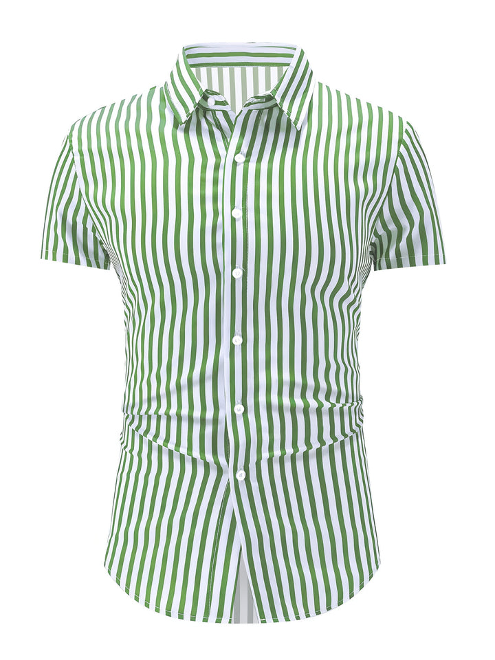 Grant | Verfijnde Gestreepte Korte Mouwen Shirt