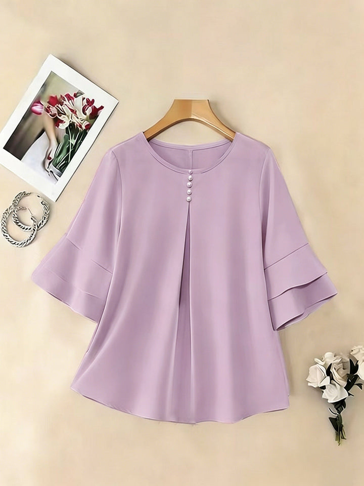 Karen | Blouse met Flared Mouwen en Plissé