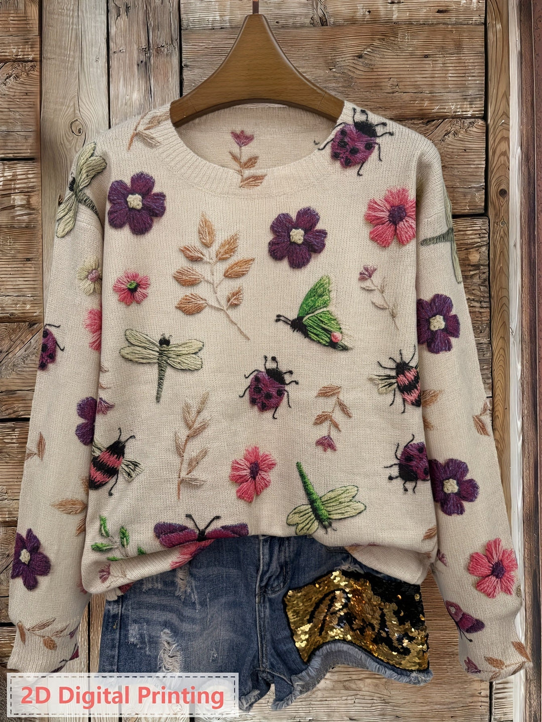 Elsie | Botanische Print Crewneck Trui