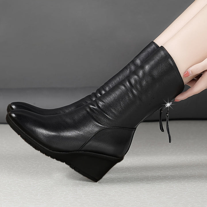 Verity | Strakke Wedge Mid-Calf Boots