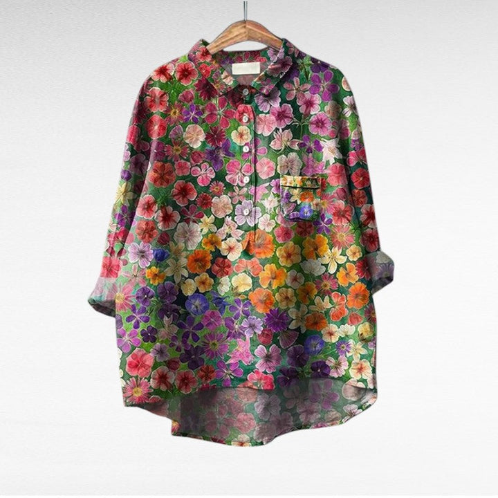 Colleen | Klassieke Multicolor Lange Mouwen Blouse