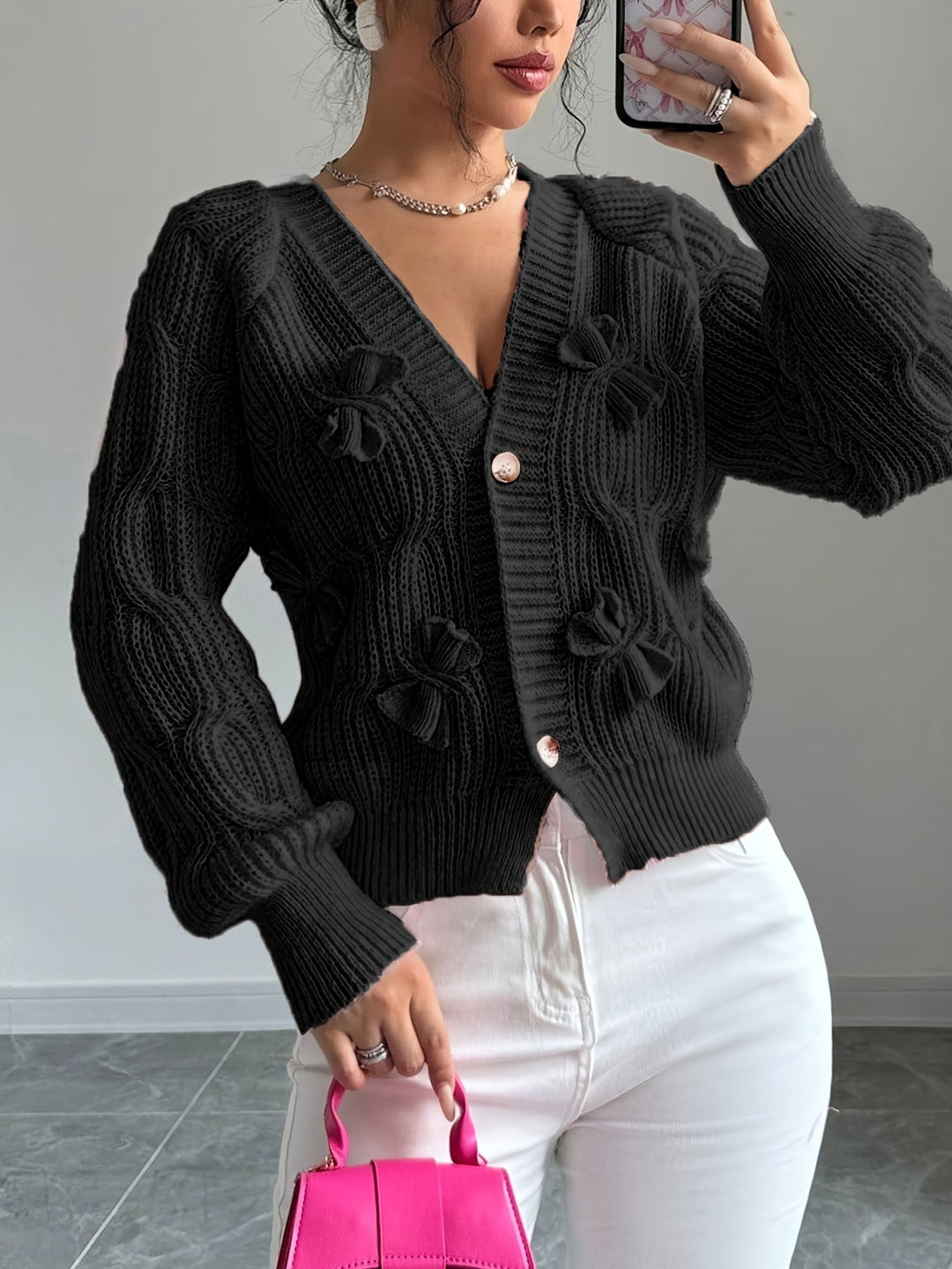 Juniper | Zachte Boogdetail Lange Mouwen Cardigan